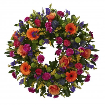 Wreath SYM-317 - A classic wreath arranged using mixed flowers.