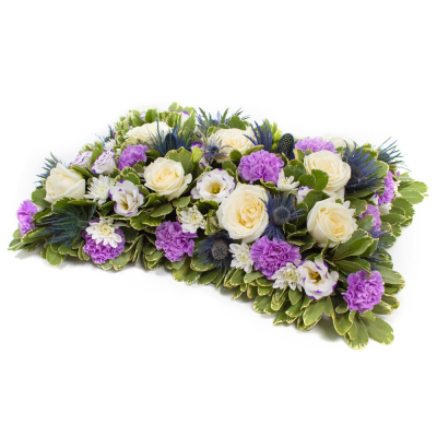 Pillow SYM-331 - Signifying a final, comfortable resting place, this open based 46cm pillow uses lilac and white flowers to create a beautiful tribute.